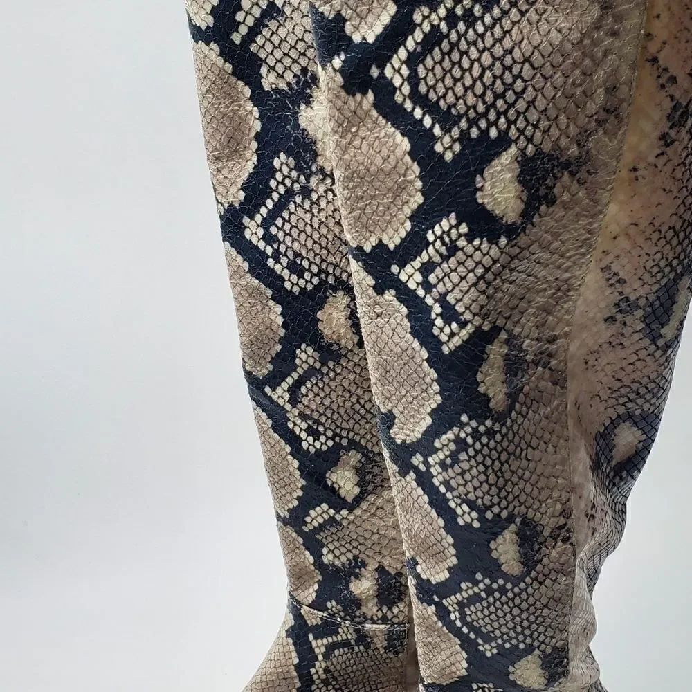 Stuart‎ Weitzman pathython over the knee flat heel boots Cream